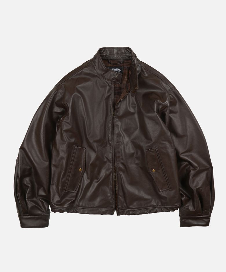 WAXED COWHIDE BUDDY HARRINGTON JACKET _ BROWN