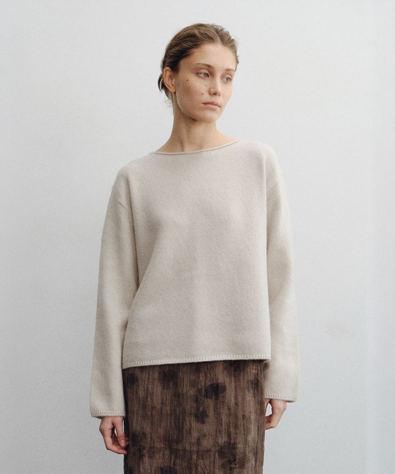 Baby Alpaca Boatneck Knit_2 Color