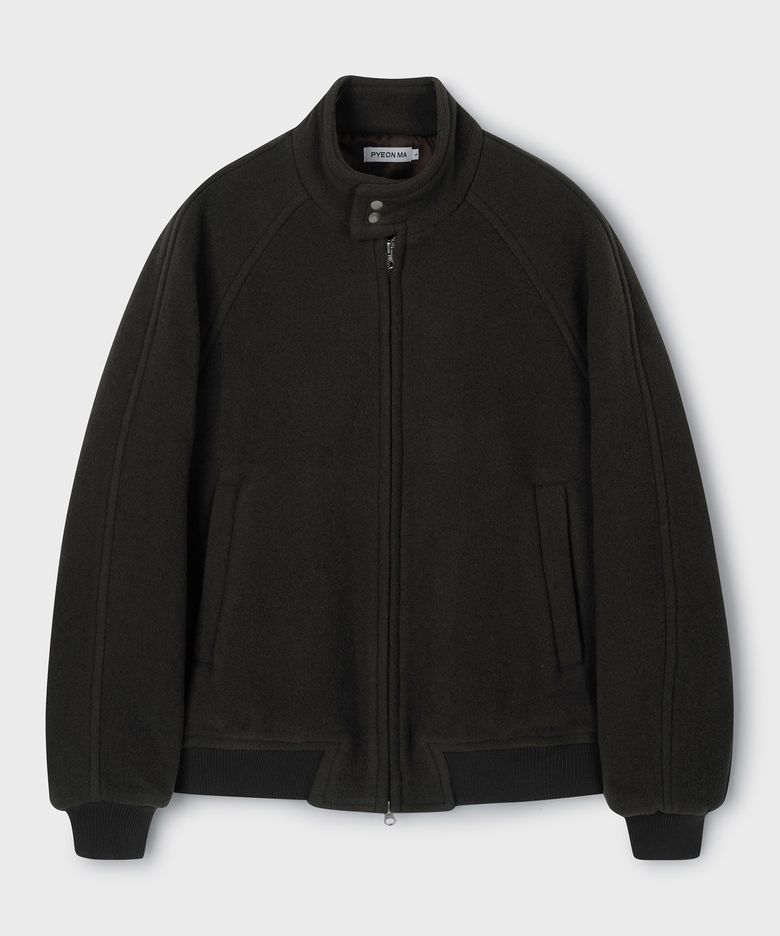 Merino Wool 100 Harrington Blouson Jacket - Mocha Brown