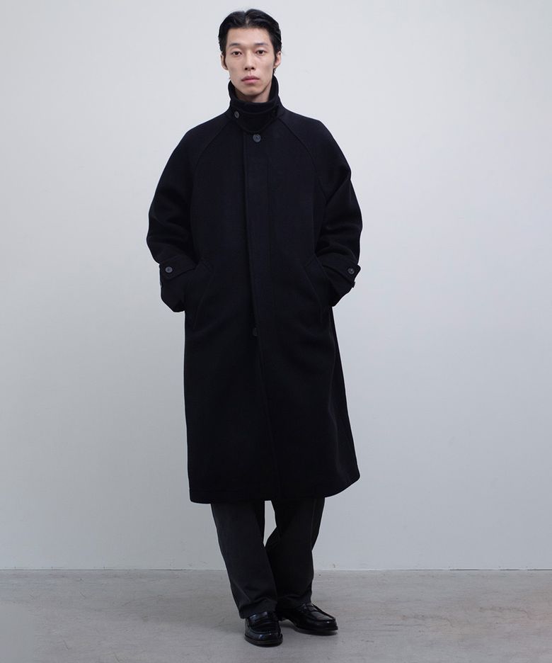 Merino Wool 100 Balmacan Coat - Black