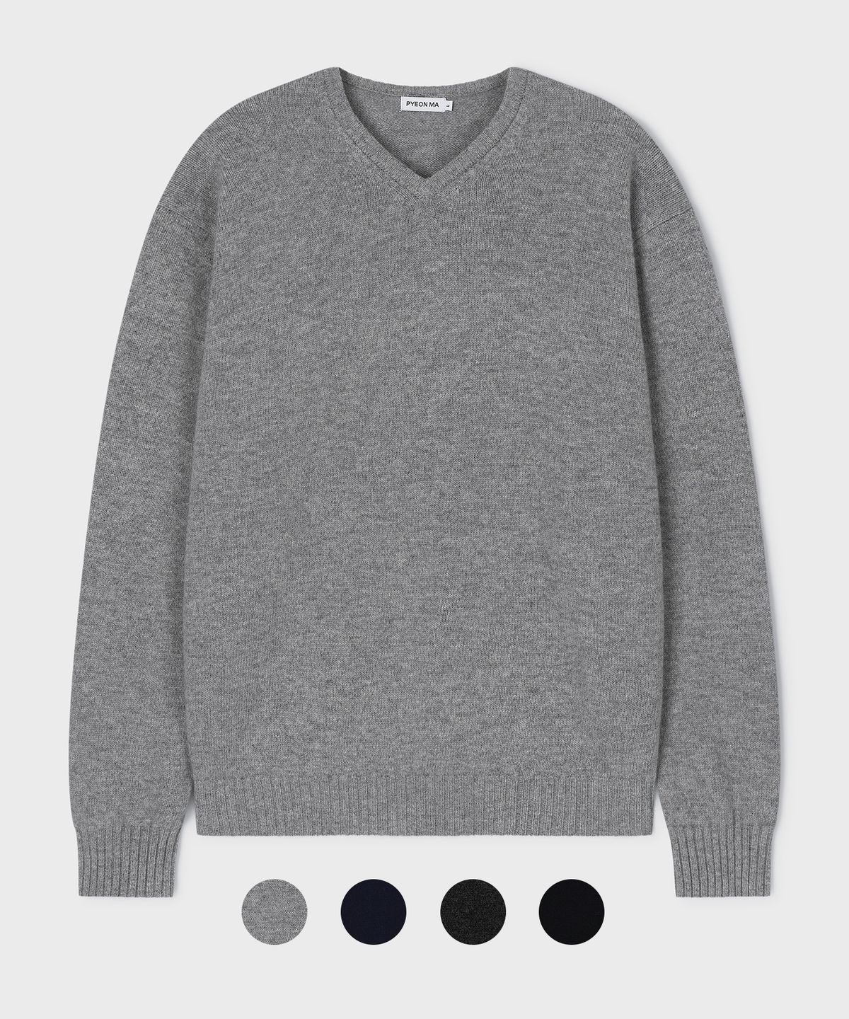 편마(PYEON MA) Merino Wool 100 V-Neck Knit (4 Color)