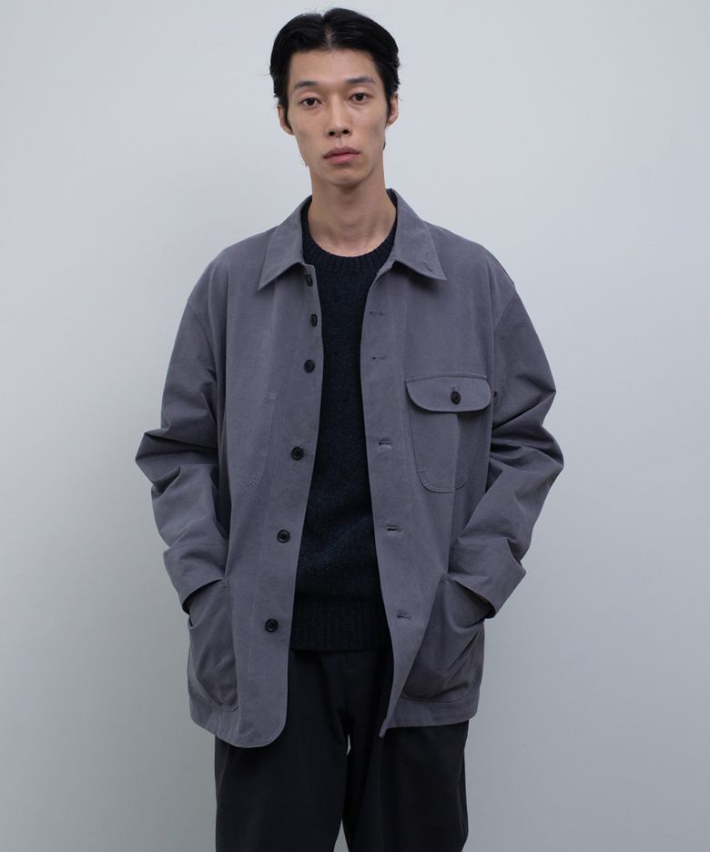 Washed Cotton Work Jacket - Purple Gray
