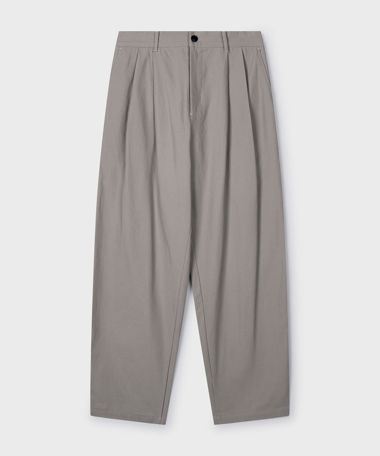 Two Tuck Wide Chino Pants - Beige