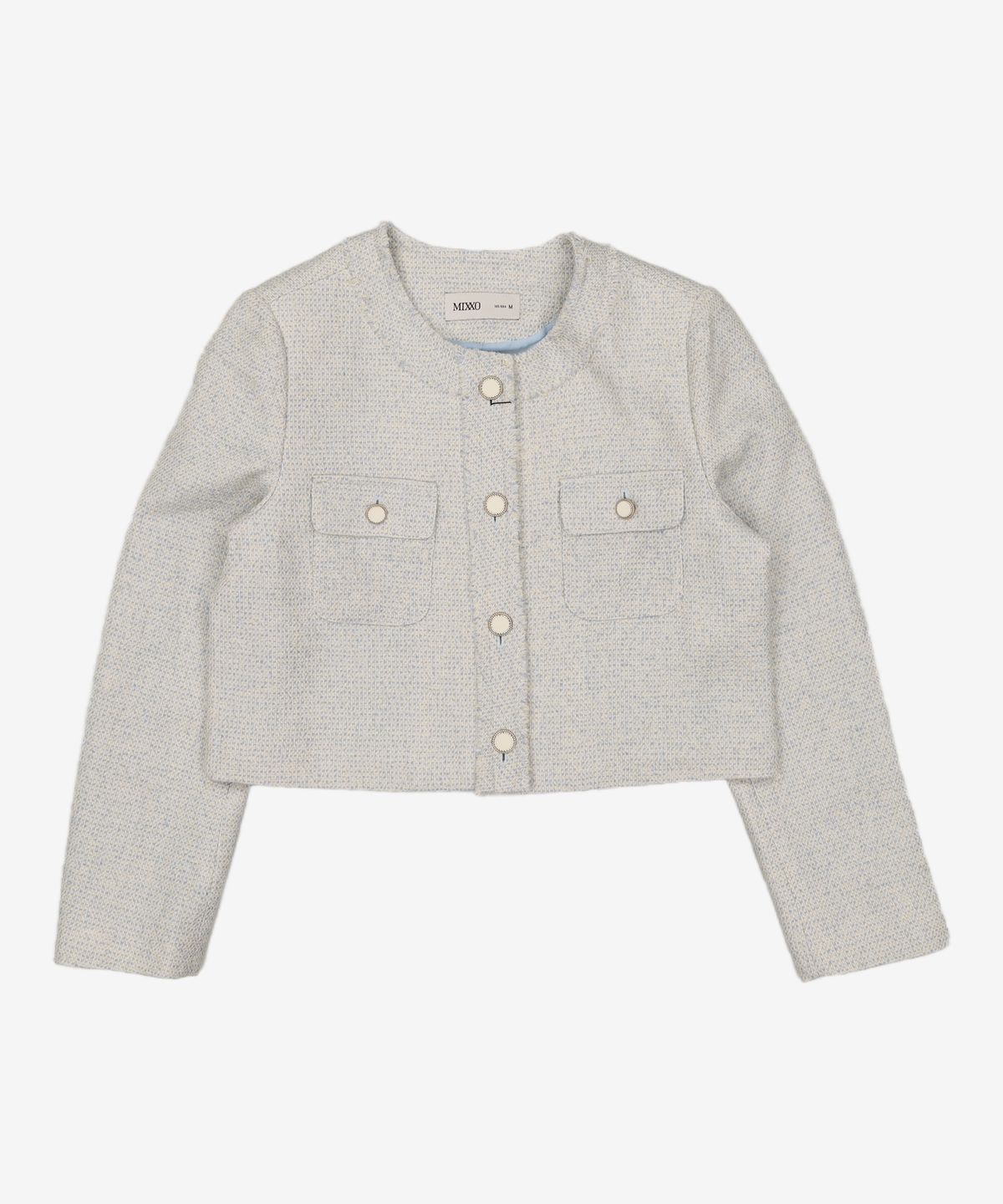 미쏘(MIXXO) 라운드넥 수술 트위드 자켓 MIWJKD323G M