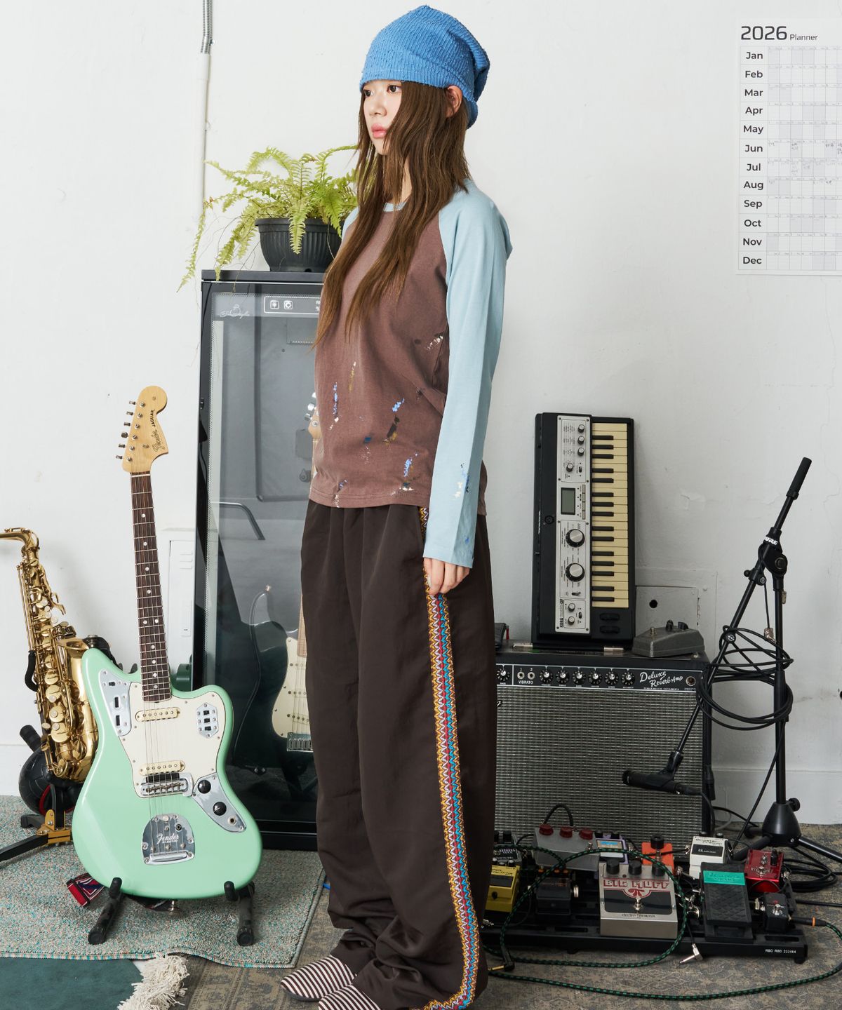 낫뉴(NOT NEW) Ethnic Track Pants Dark Brown