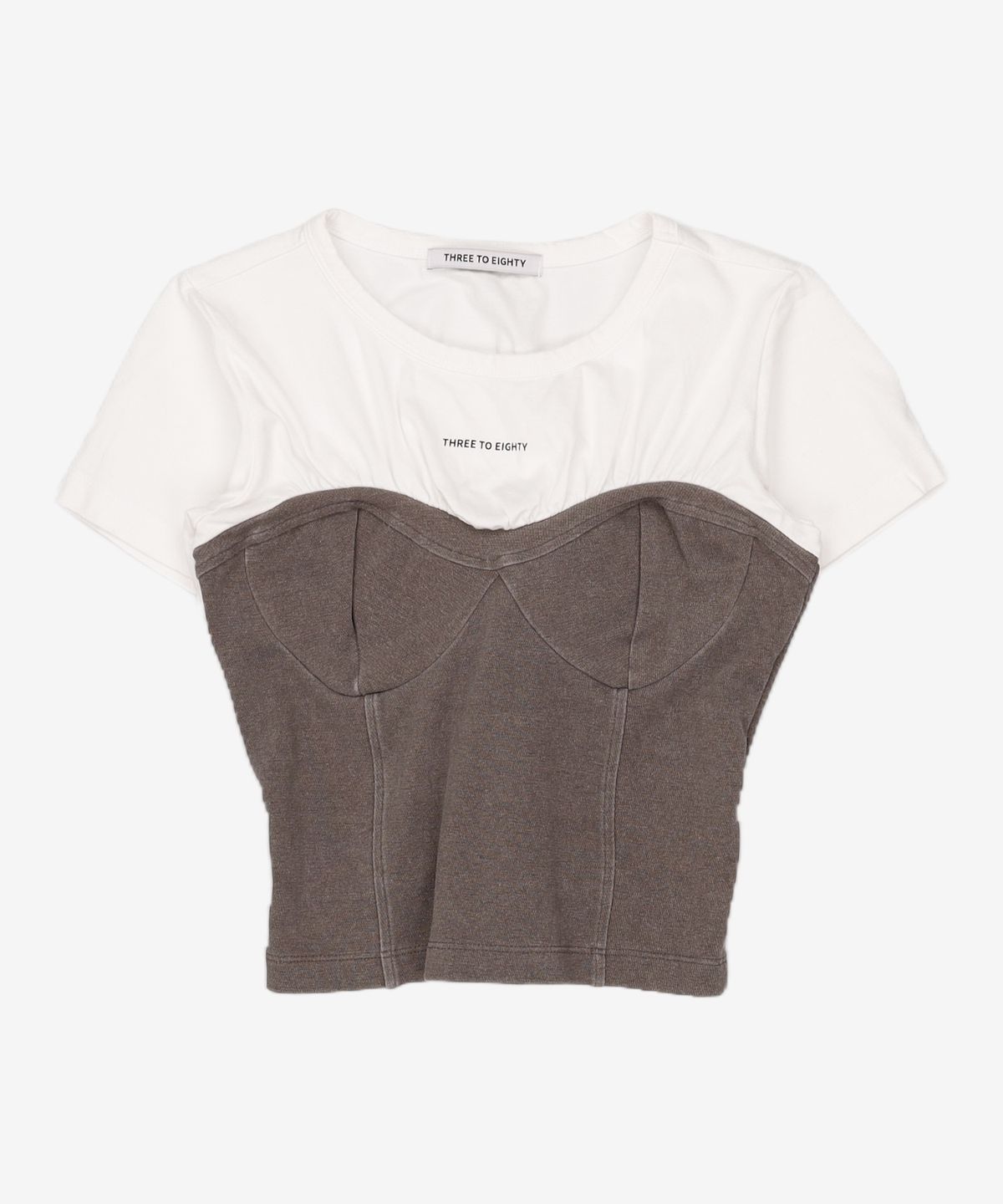 쓰리투에이티(THREE TO EIGHTY) CORSET LAYERED T-SHIRT (CHARCOAL) ONE SIZE