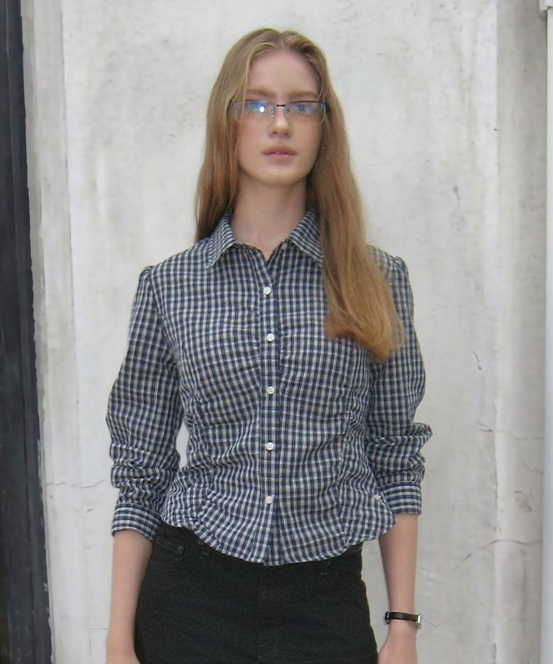 Slim Fit Check Blouse / WHBLG4991F