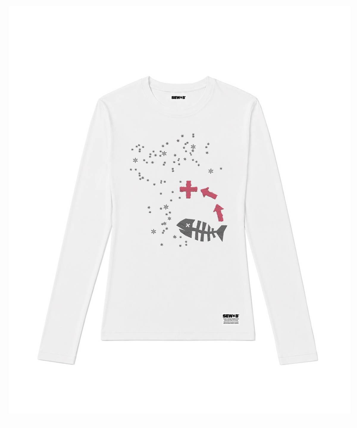 쏘비(SEW-B) 세미크롭 shop. fish 긴팔티 [화이트]