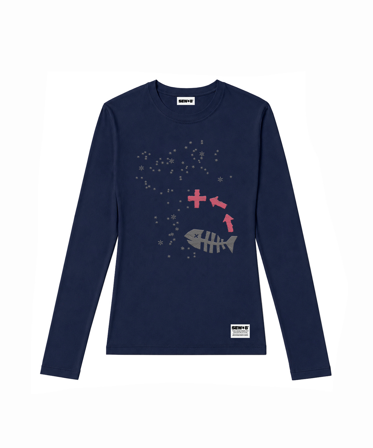 쏘비(SEW-B) 세미크롭 shop. fish 긴팔티 [네이비]