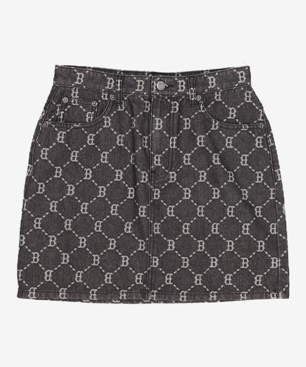 엠엘비(MLB) 여성 다이아 모노그램 자카드 데님 스커트 B (Black) S