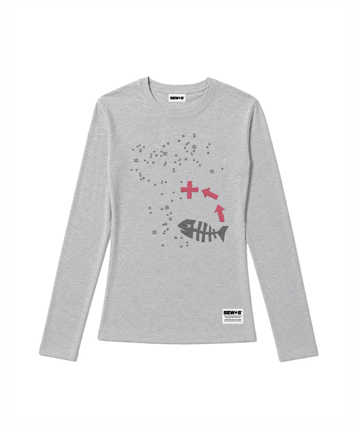 쏘비(SEW-B) 세미크롭 shop. fish 긴팔티 [그레이 멜란지]