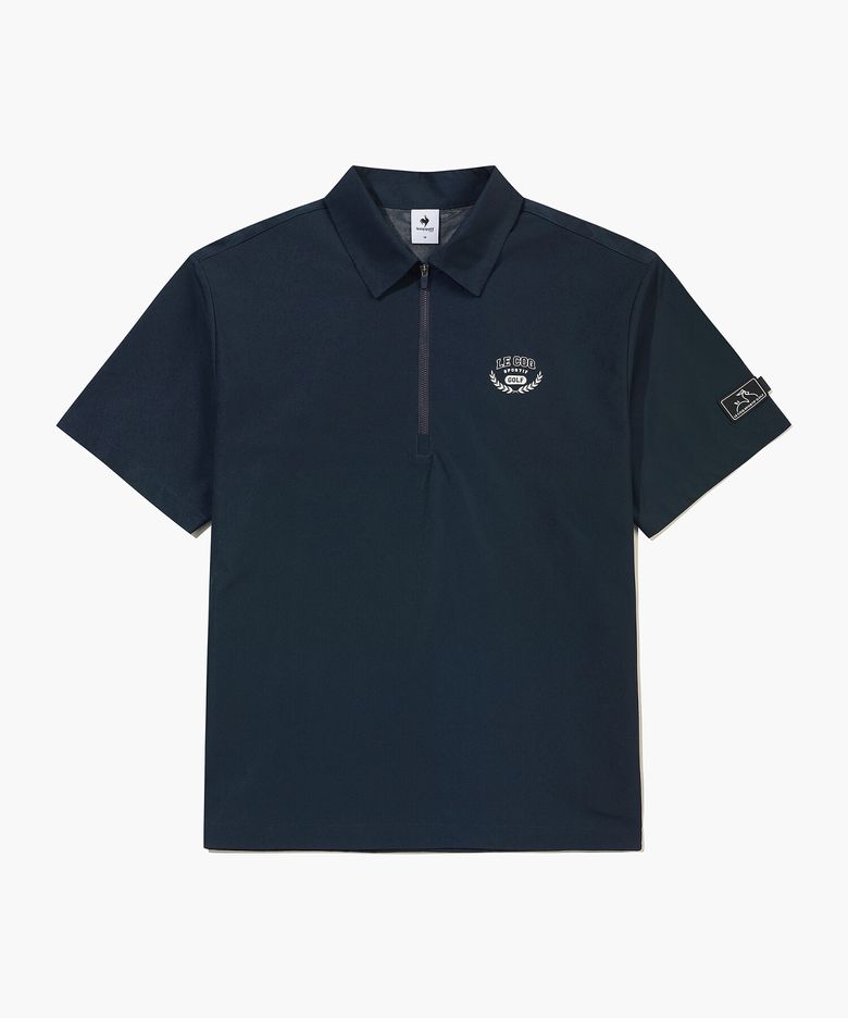 남성 우븐 클래식 체크 반집업 반팔 티셔츠 _NAVY GR321MTS83