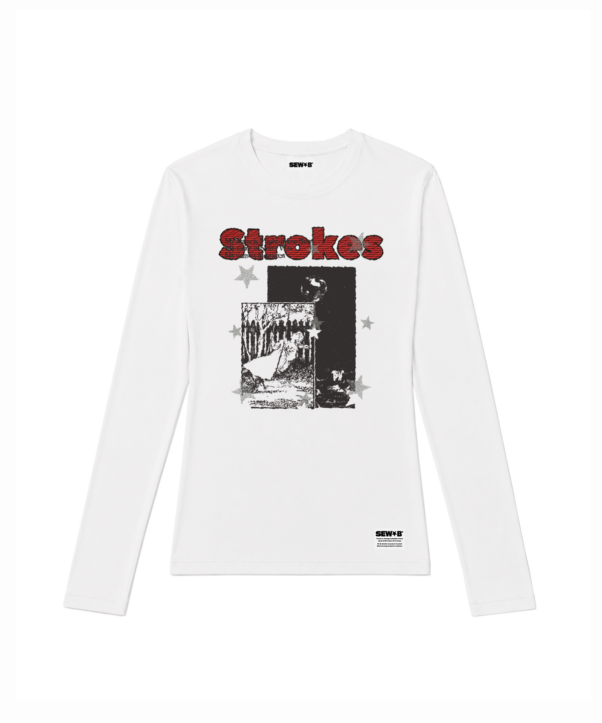 쏘비(SEW-B) 세미크롭 strokes 긴팔티 [화이트]