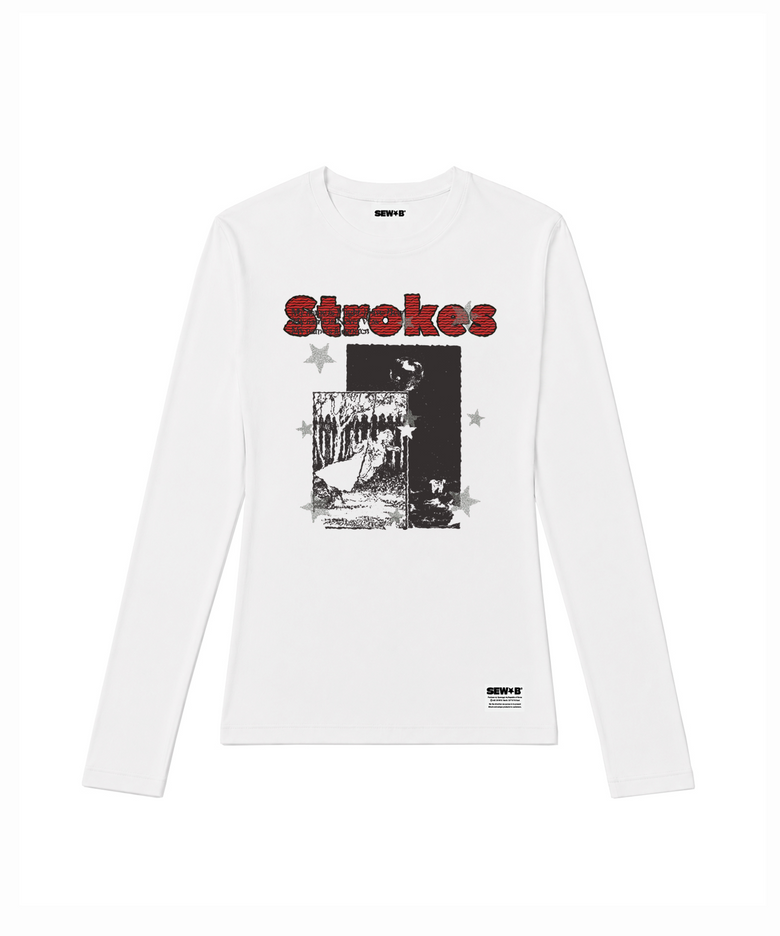 세미크롭 strokes 긴팔티 [화이트]