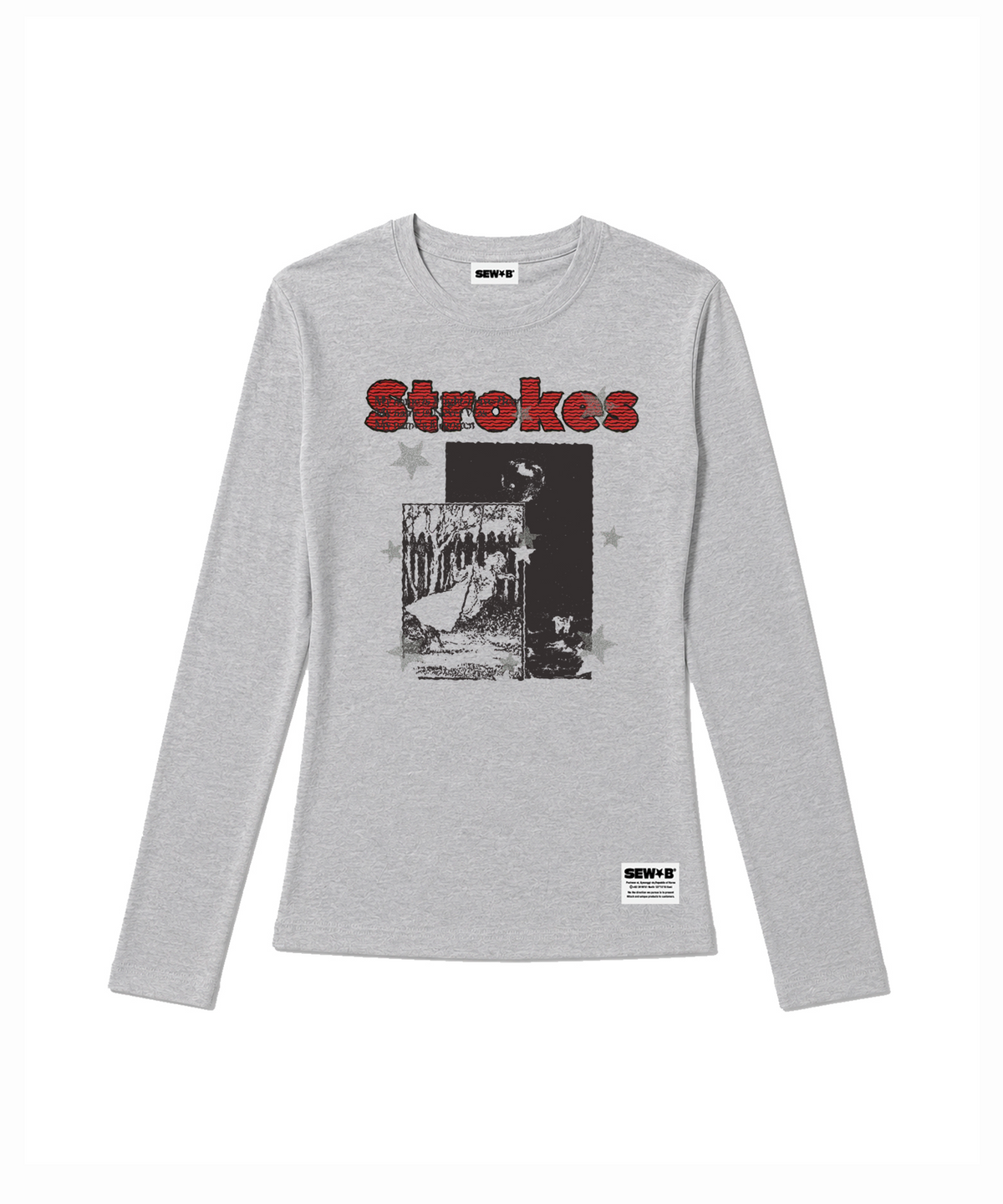 쏘비(SEW-B) 세미크롭 strokes 긴팔티 [그레이 멜란지]