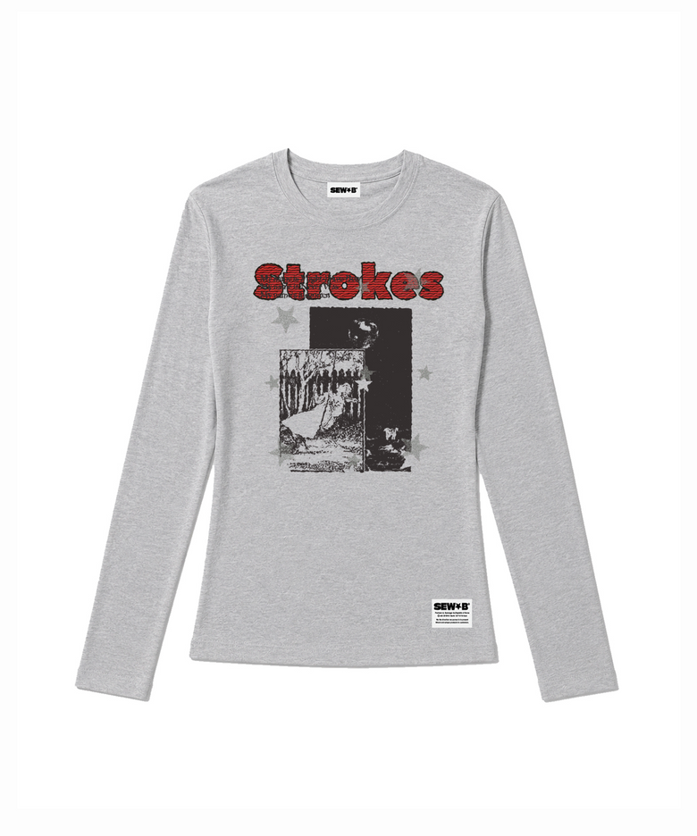 세미크롭 strokes 긴팔티 [그레이 멜란지]