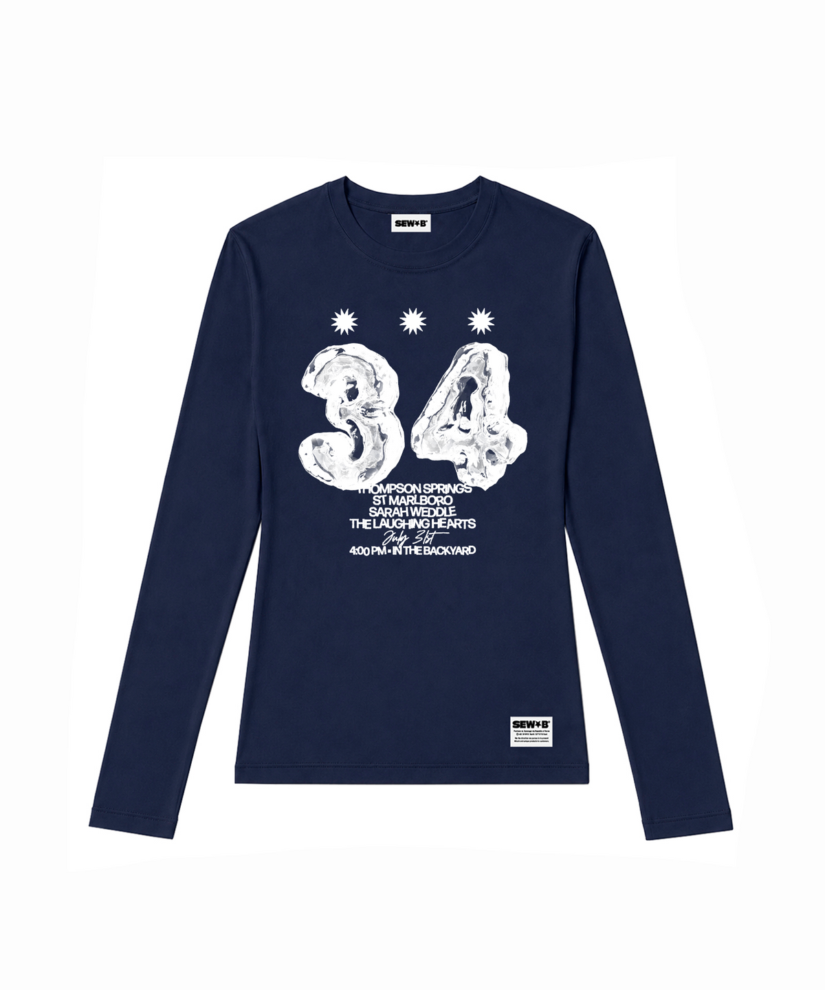 쏘비(SEW-B) 세미크롭 34ice 긴팔티 [네이비]