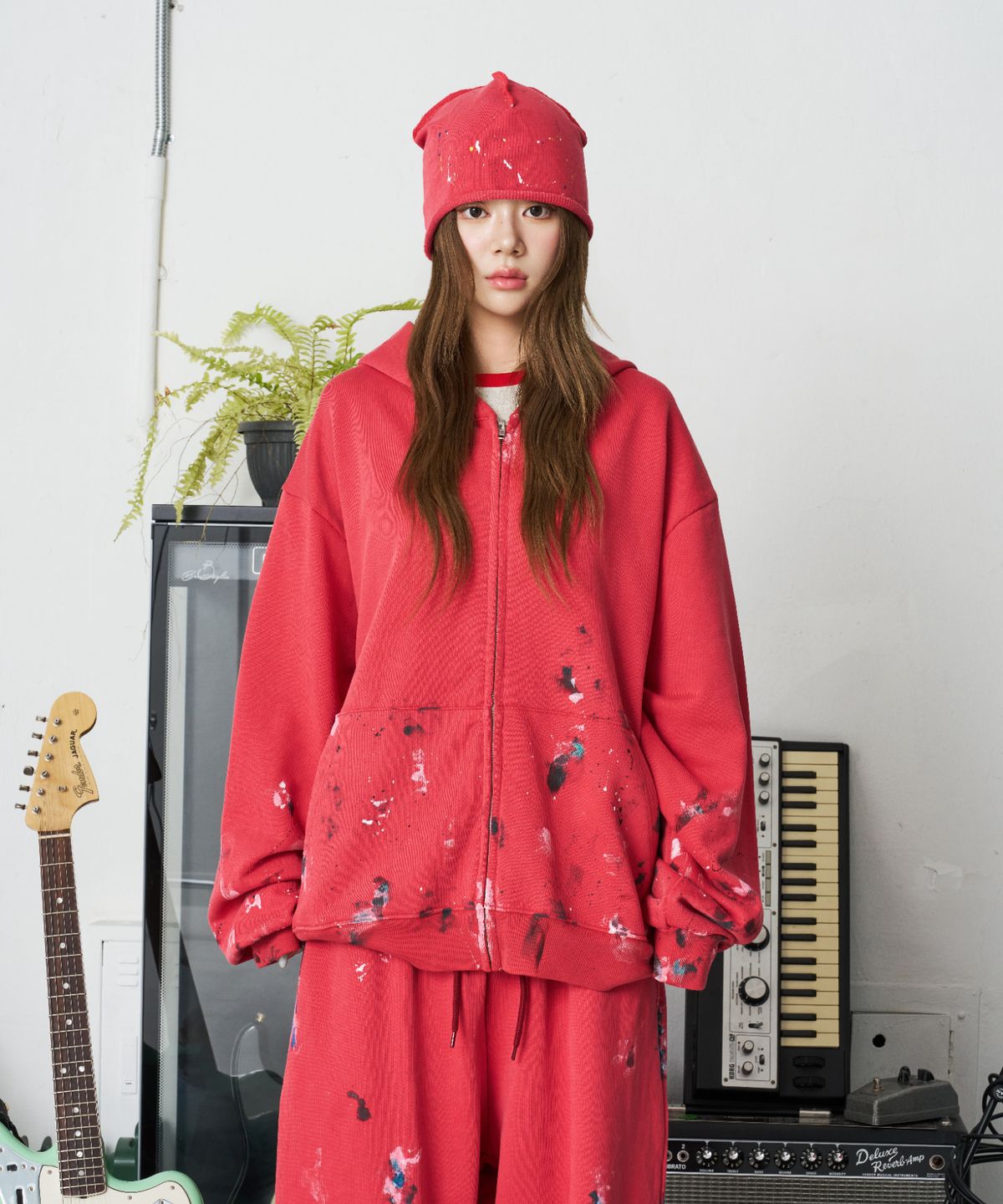 낫뉴(NOT NEW) Reversible Painting Beanie Red