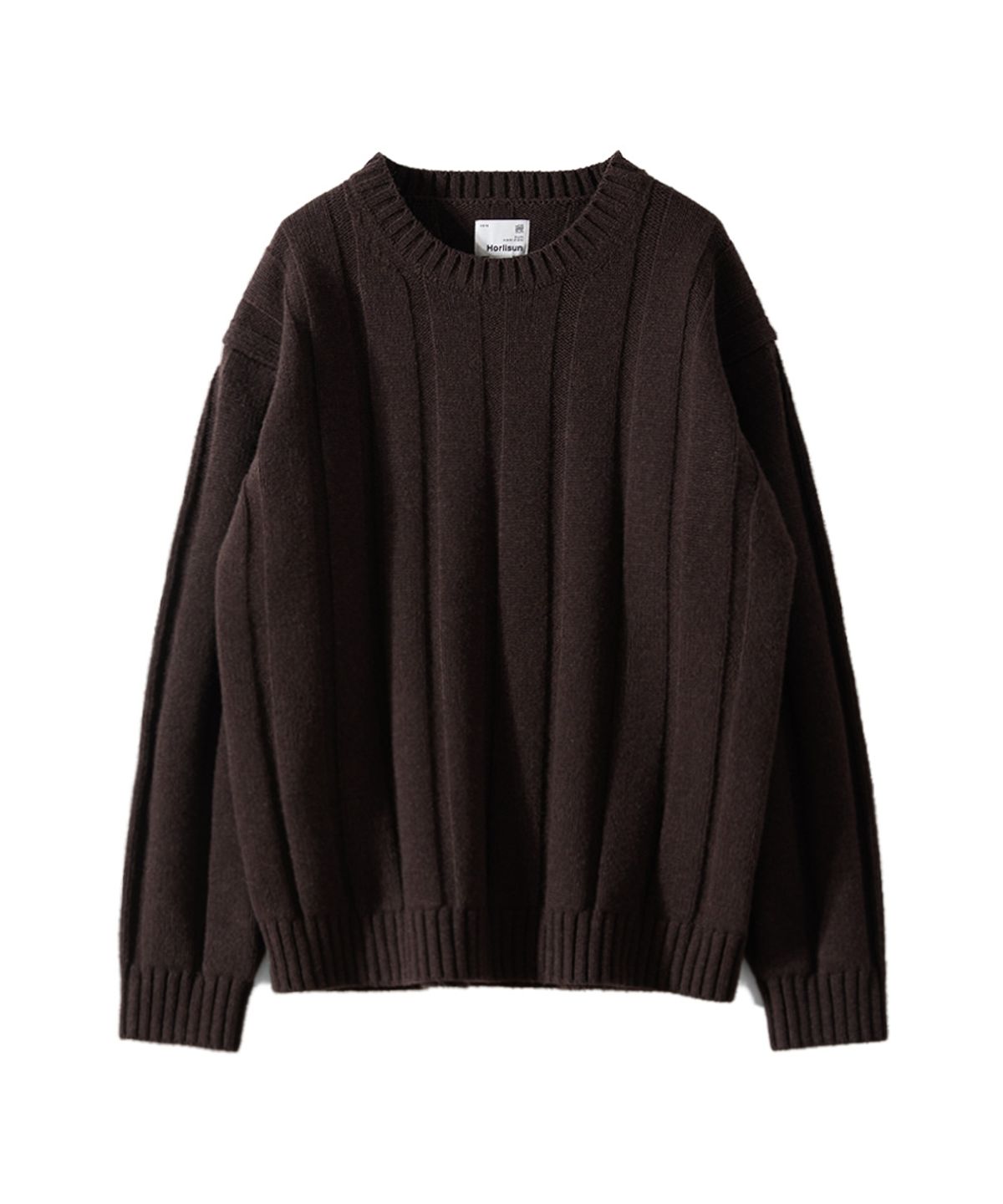 홀리선(HORLISUN) Meadow Wide Rib Crewneck Knit Dark Brown