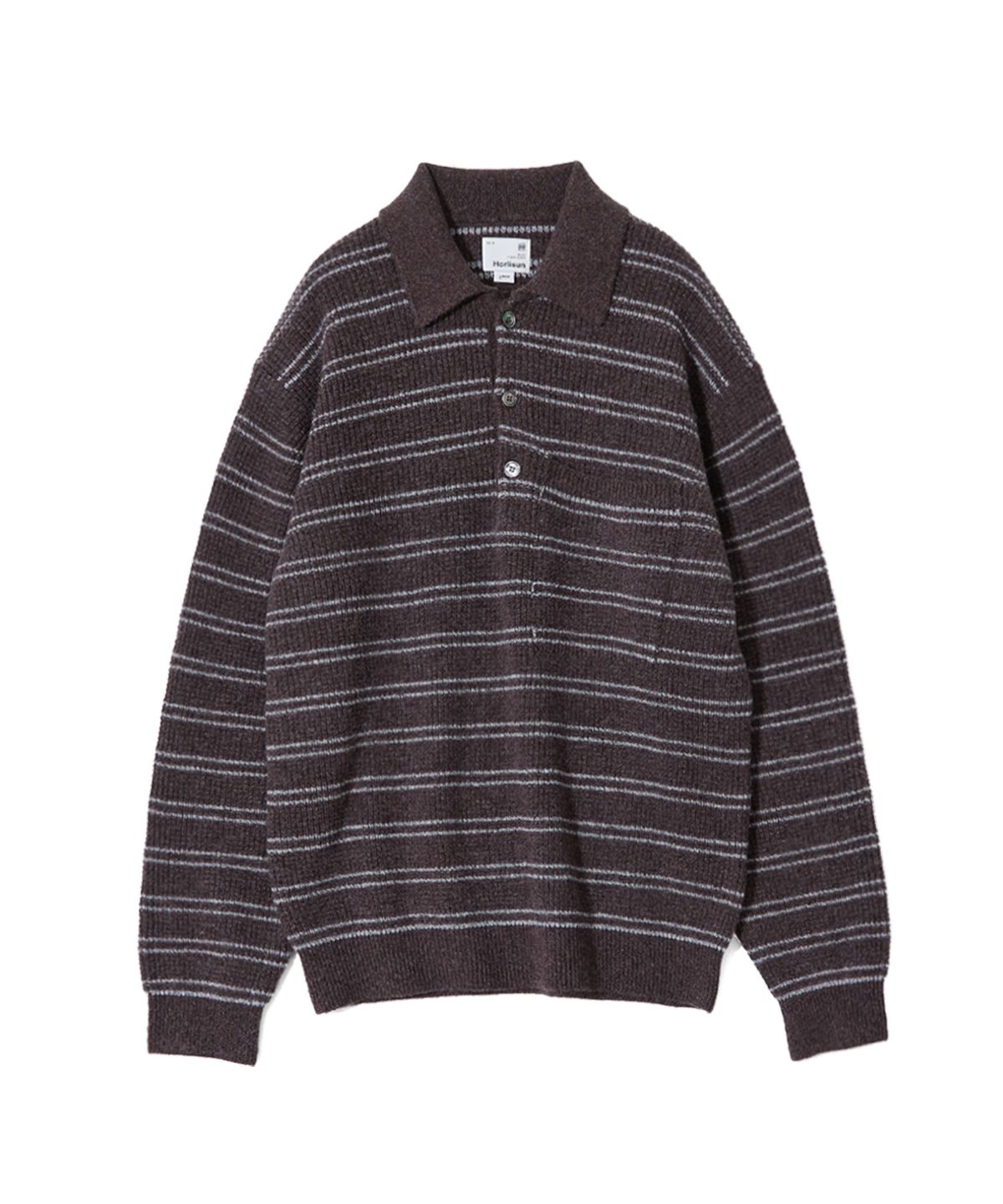 홀리선(HORLISUN) Casey Border Knit Pullover Melange Brown