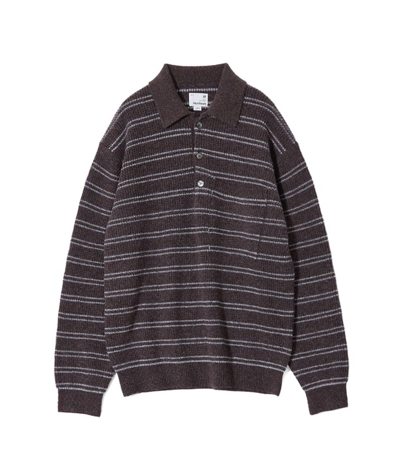 Casey Border Knit Pullover Melange Brown