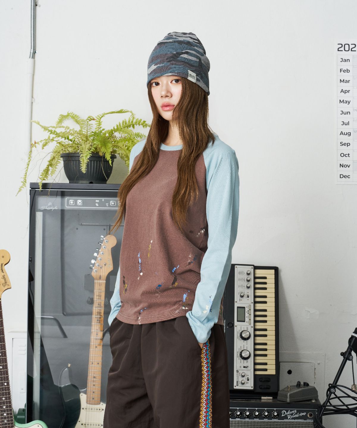 낫뉴(NOT NEW) nn Label Pattern Beanie Camo Navy