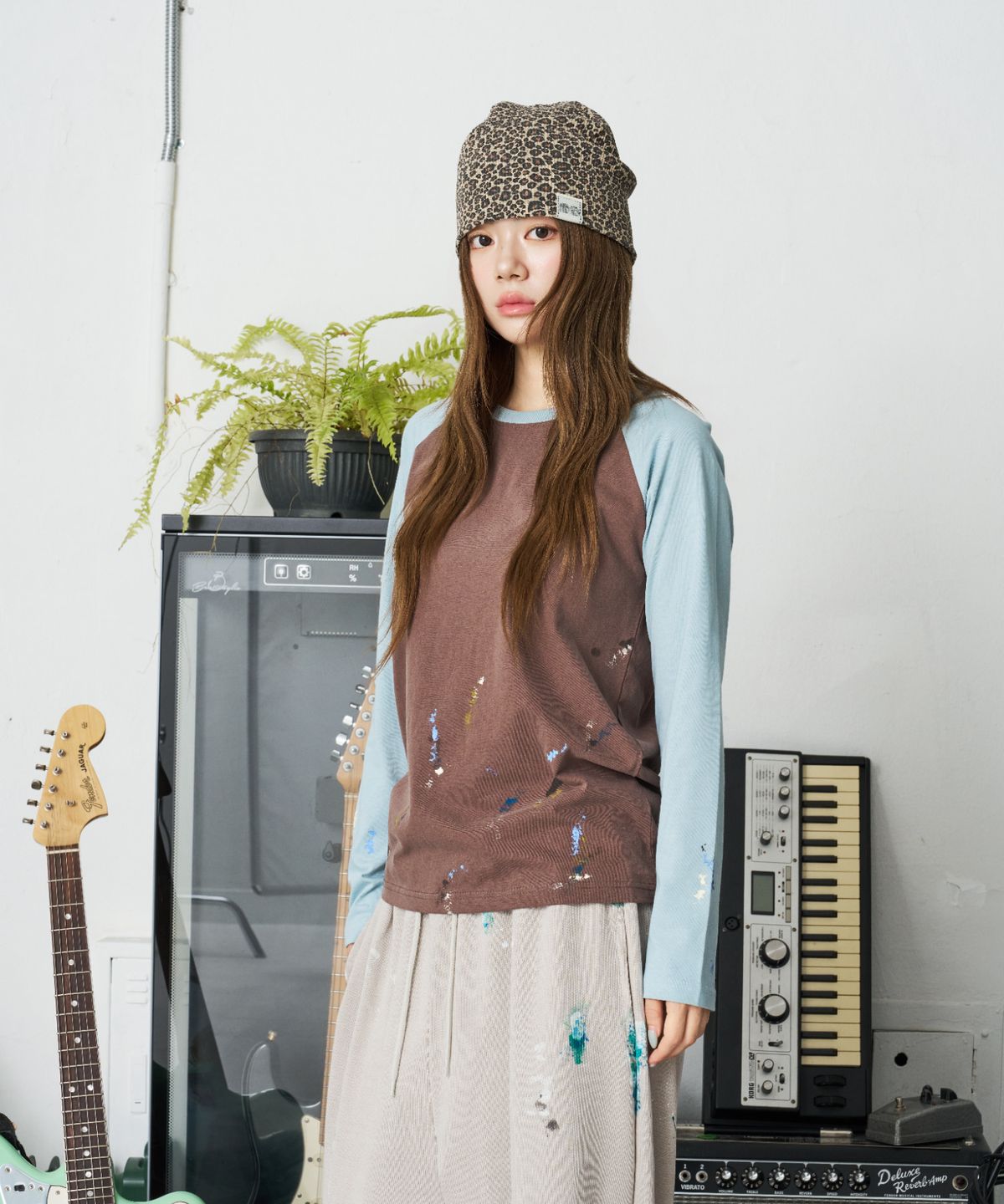 낫뉴(NOT NEW) nn Label Pattern Beanie Tiger Brown