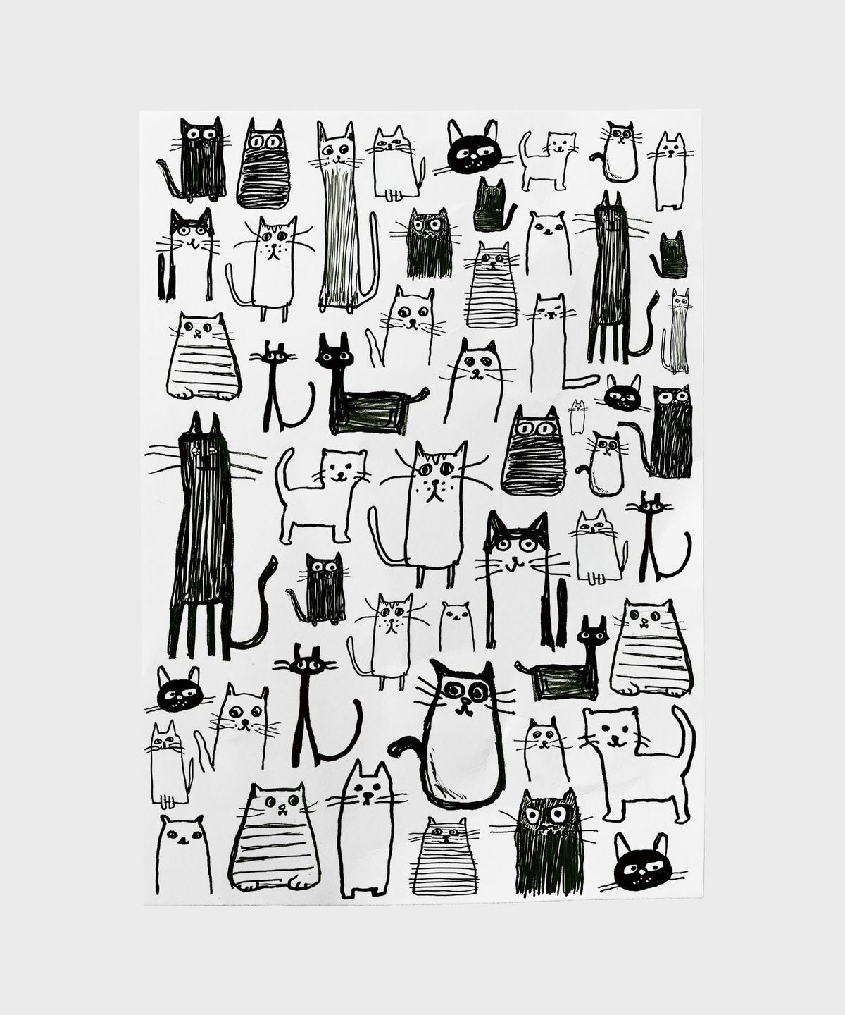 드로잉페이퍼(DRAWINGPAPER) A3 포스터 - 고양이(흑백)
