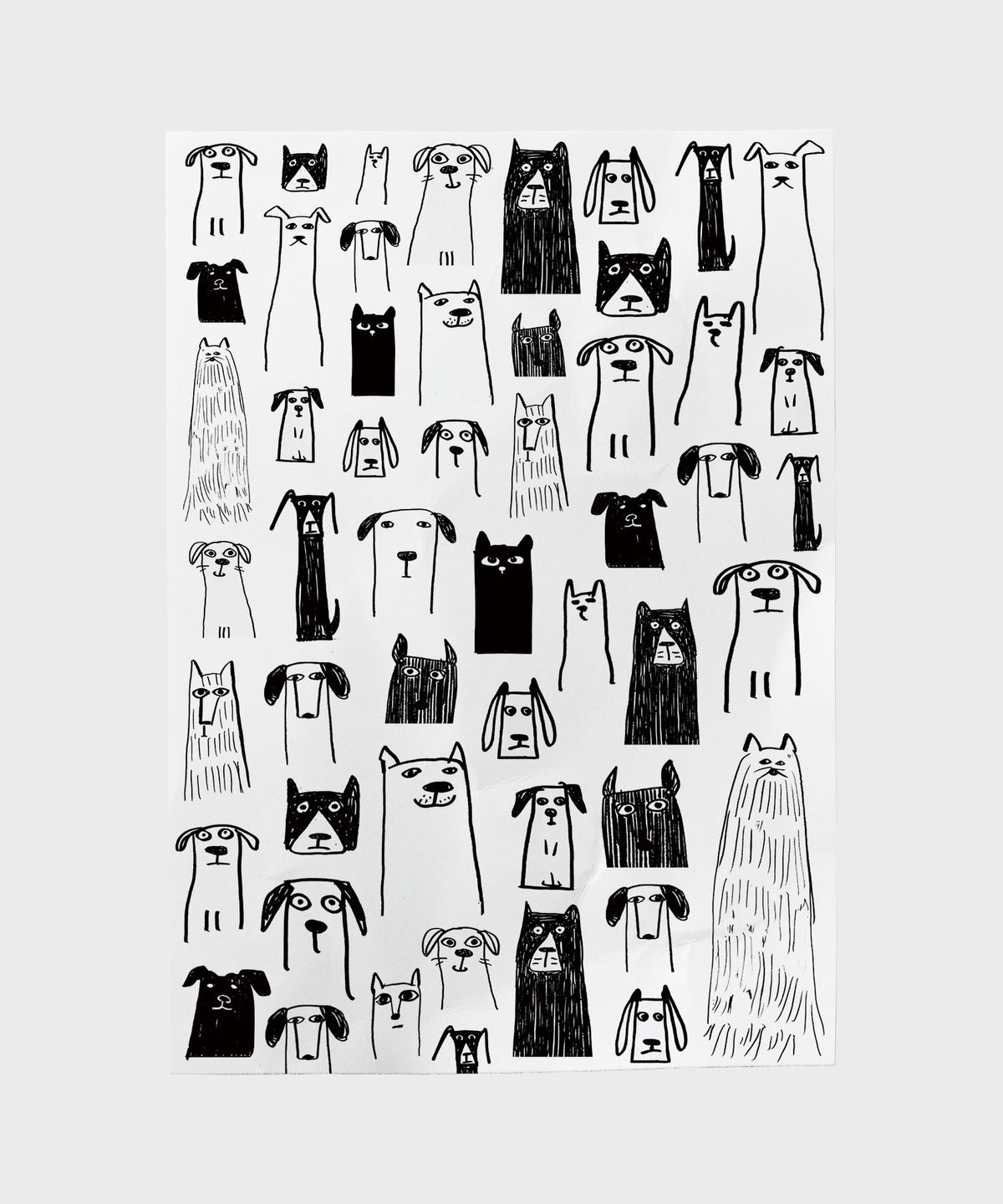 드로잉페이퍼(DRAWINGPAPER) A3 포스터 - 강아지(흑백)