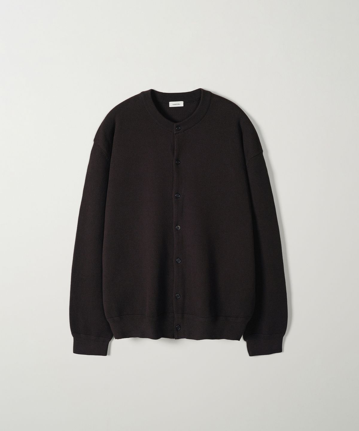 레어토라(RARETORA) BARK CREW KNIT CARDIGAN - BROWN