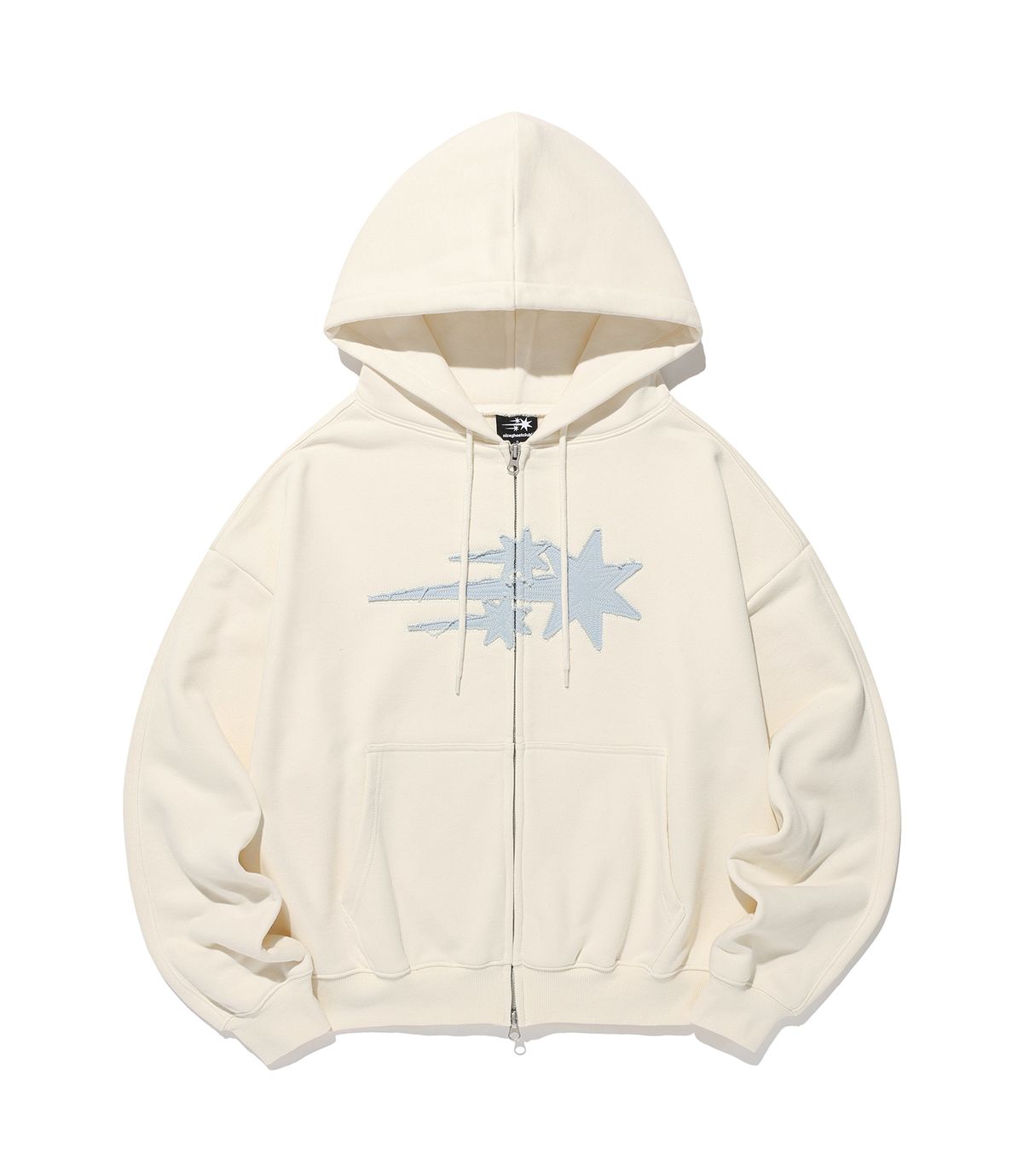 나이스고스트클럽(NICEGHOSTCLUB) 3STAR APPLIQUE HOODIE ZIP UP_CREAM(NG2GSUM490A)