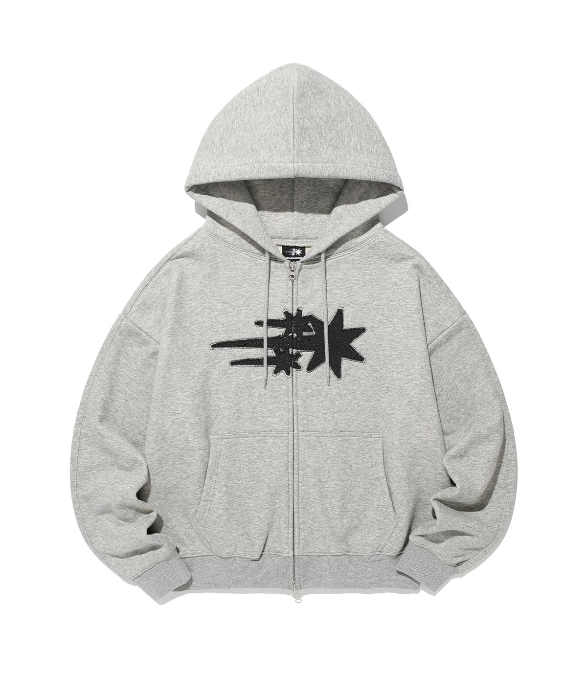 나이스고스트클럽(NICEGHOSTCLUB) 3STAR APPLIQUE HOODIE ZIP UP_GREY(NG2GSUM490A)