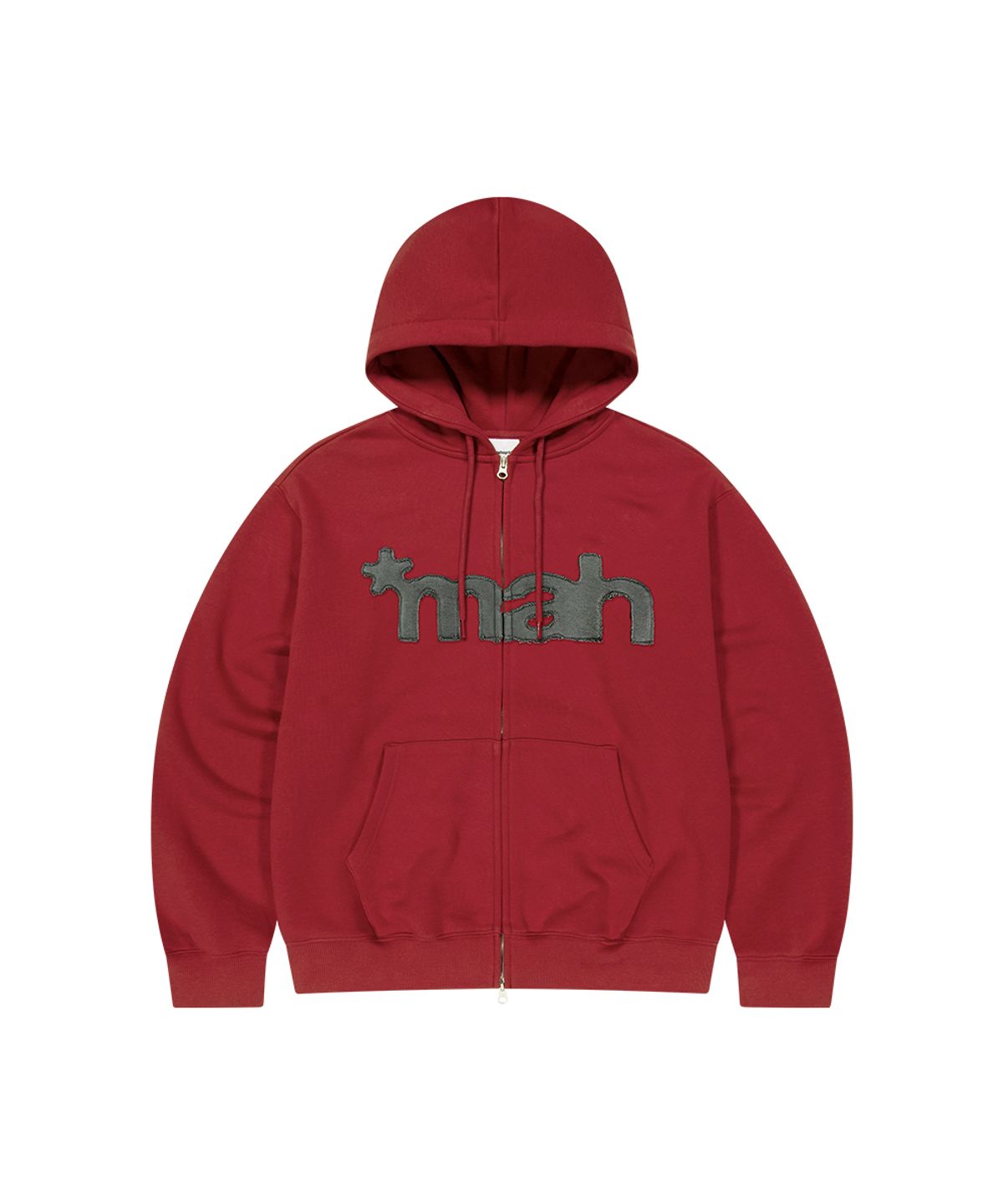 마하그리드(MAHAGRID) mah CUT OFF APPLIQUE ZIP-UP HOODIE[BURGUNDY]