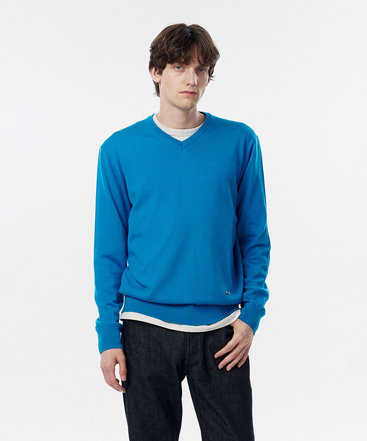 테일던(TAILDERN) William Lightweight V-neck Sweater Wool Blue