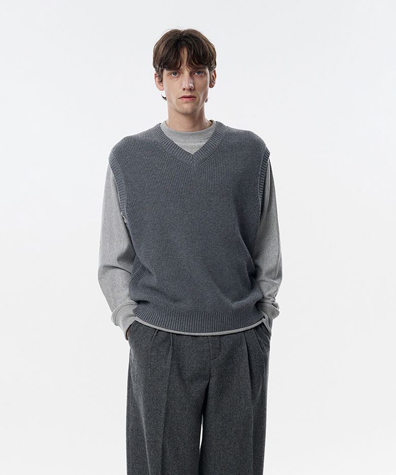 Gould cotton wool Knit Vest Grey