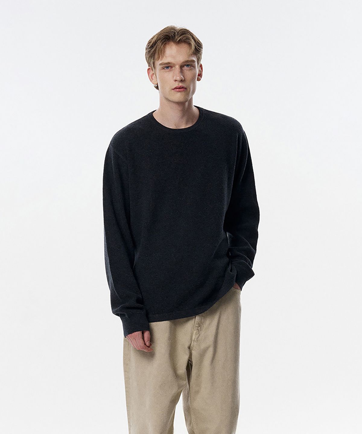 테일던(TAILDERN) Harry cotton wool Crew Neck Knit Charcoal