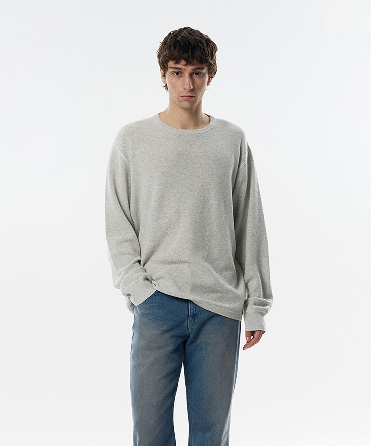 테일던(TAILDERN) Harry cotton wool Crew Neck Knit Oatmeal