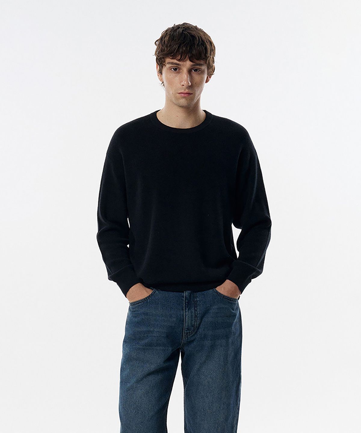 테일던(TAILDERN) Leon Round Cotton wool Sweater Black