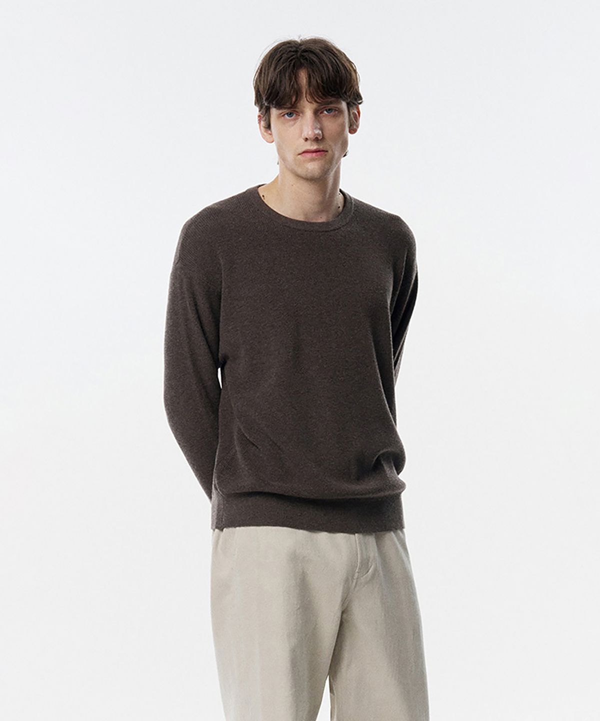 테일던(TAILDERN) Leon Round Cotton wool Sweater Brown
