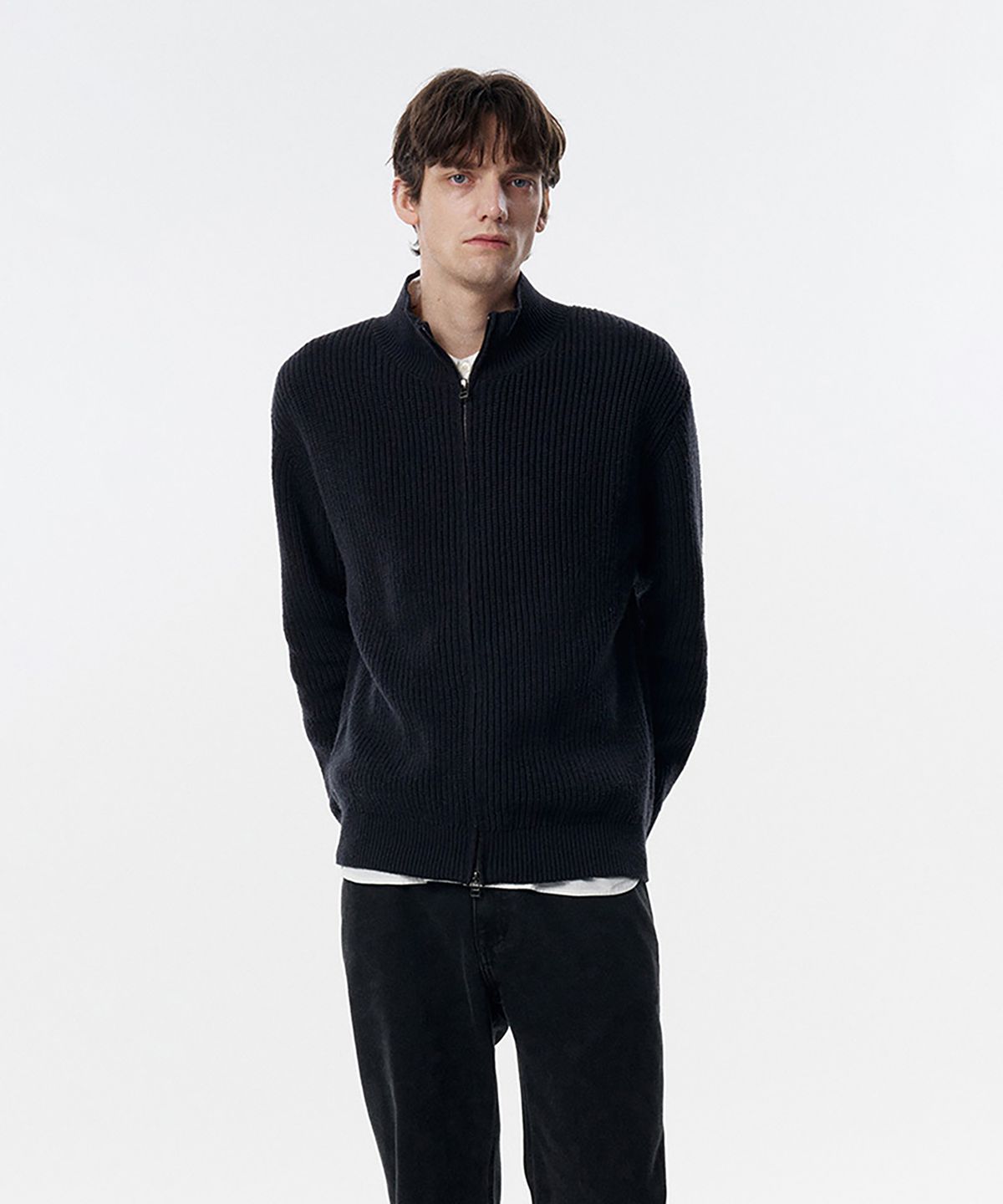 테일던(TAILDERN) Walter Highneck Zip up Cardigan Charcoal