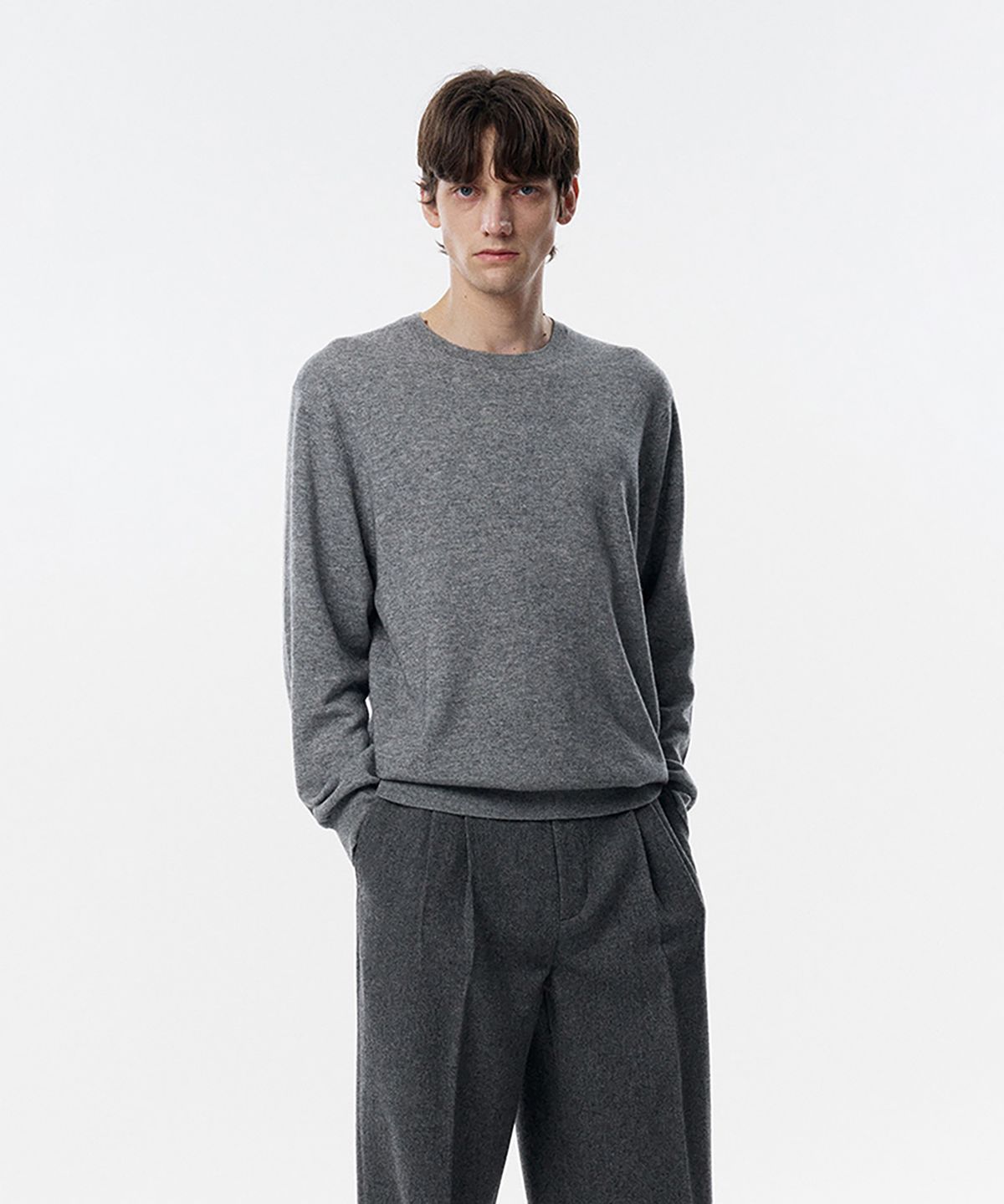 테일던(TAILDERN) Wales Wool Cashmere Crewneck Sweater Grey