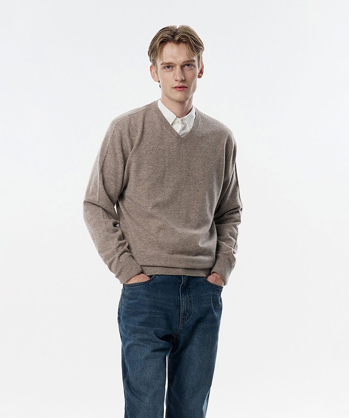 테일던(TAILDERN) Wales V-neck Sweater Wool Cashmere Beige
