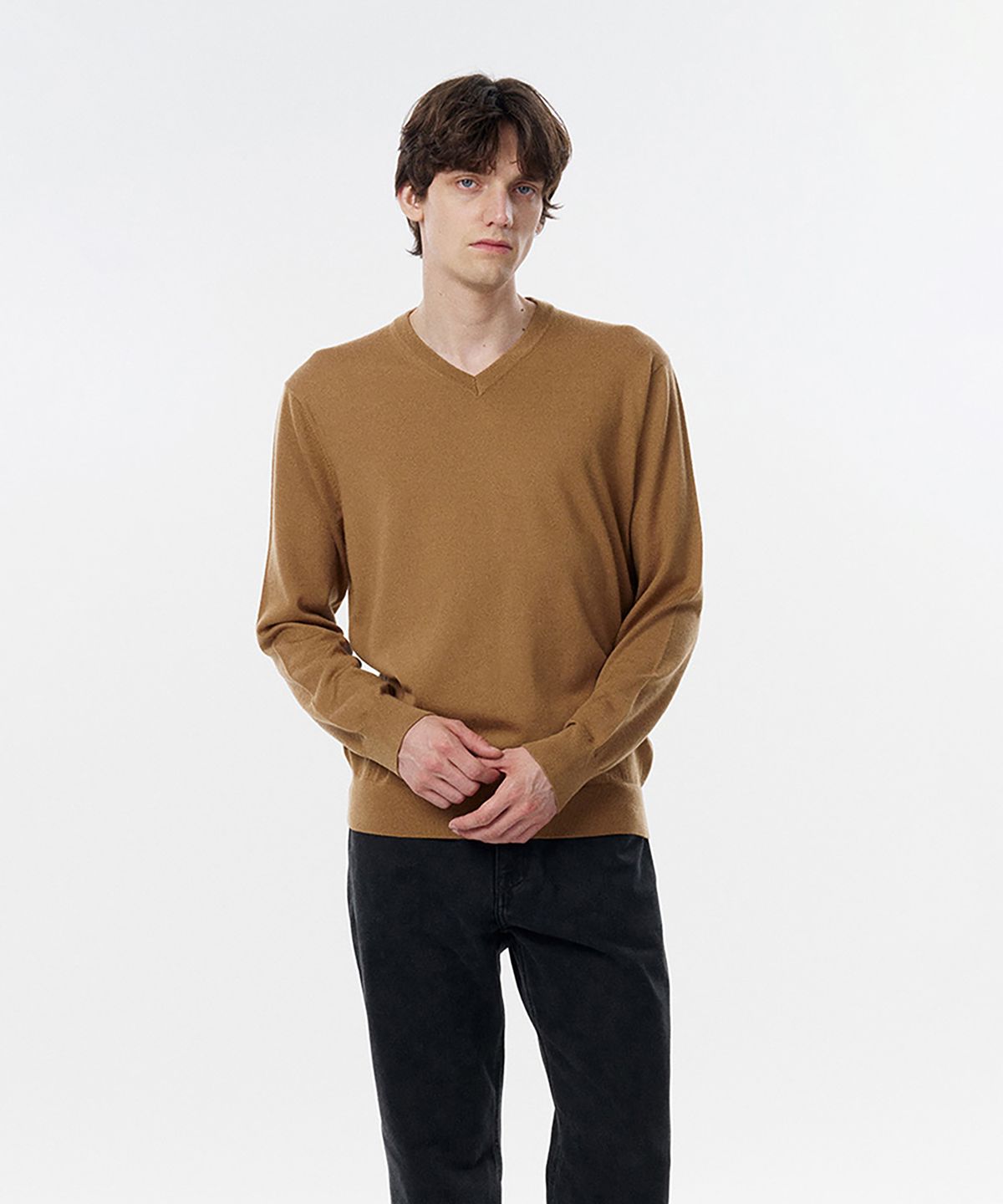 테일던(TAILDERN) William Lightweight V-neck Sweater Wool Camel