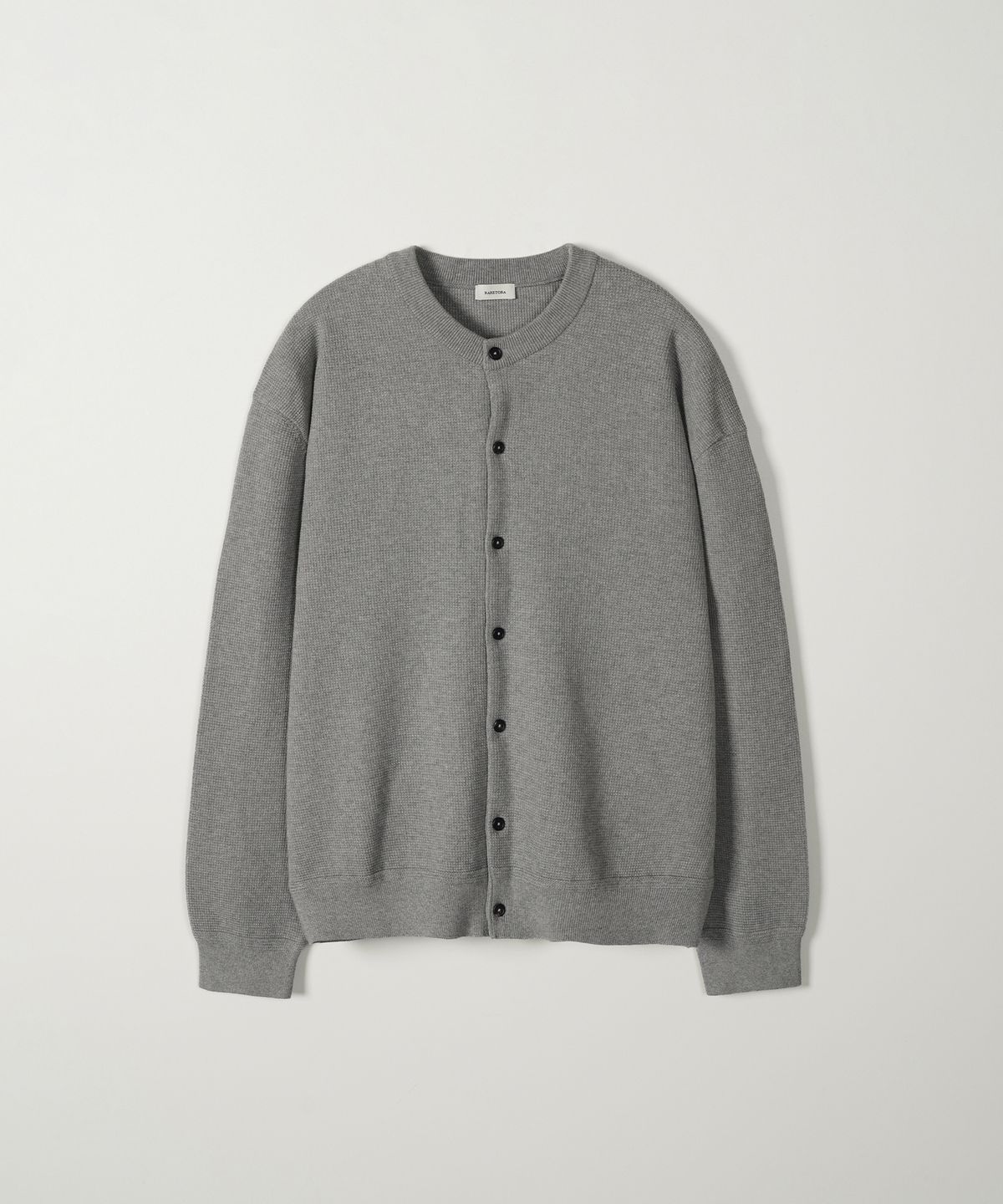 레어토라(RARETORA) BARK CREW KNIT CARDIGAN - GREY MELANGE