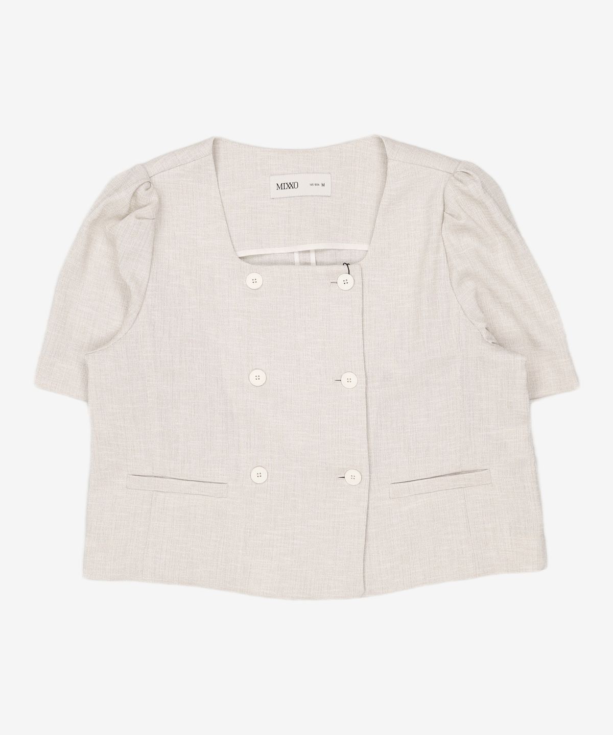미쏘(MIXXO) 스퀘어넥 더블 숏 반팔자켓_MIWJKD612G M