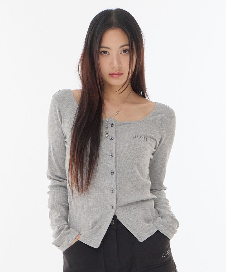MUTE BUTTON CARDIGAN / GRAY