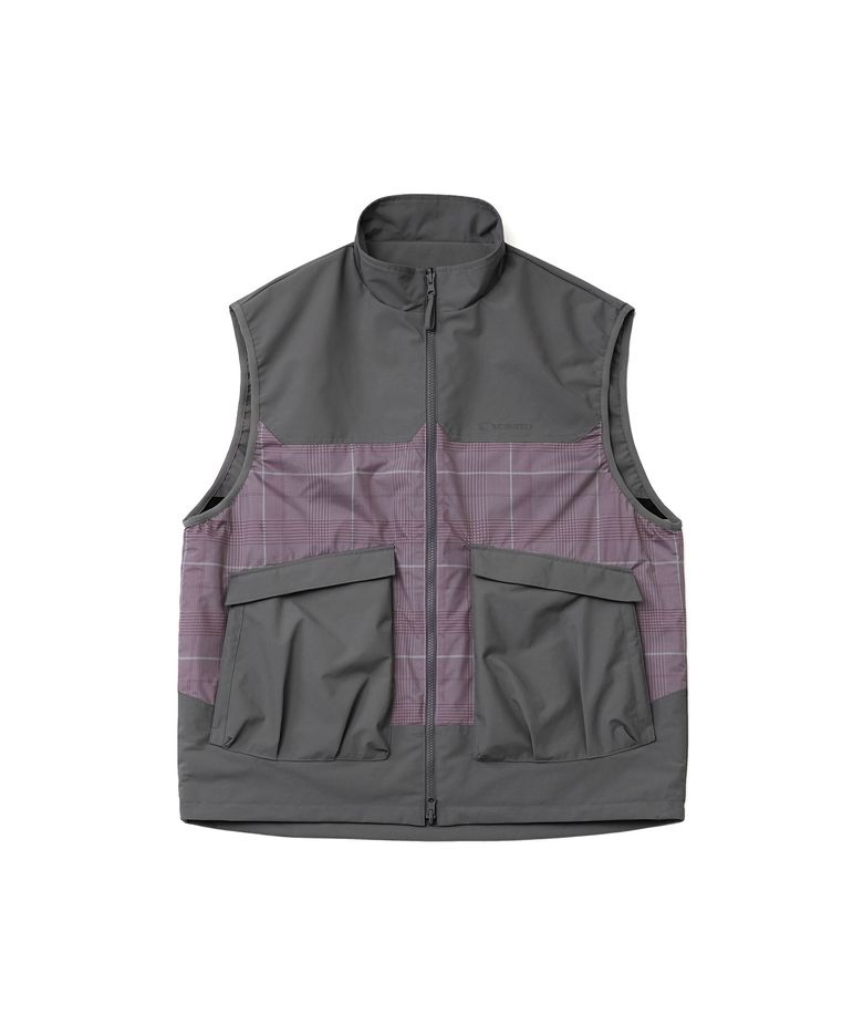 REVERSIBLE WIND VEST WINE CHECK