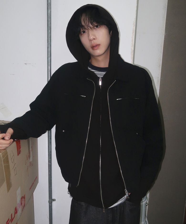 카라 지퍼 포인트 워싱 코튼 오버핏 캐주얼 블루종 집업 자켓 [블랙]
