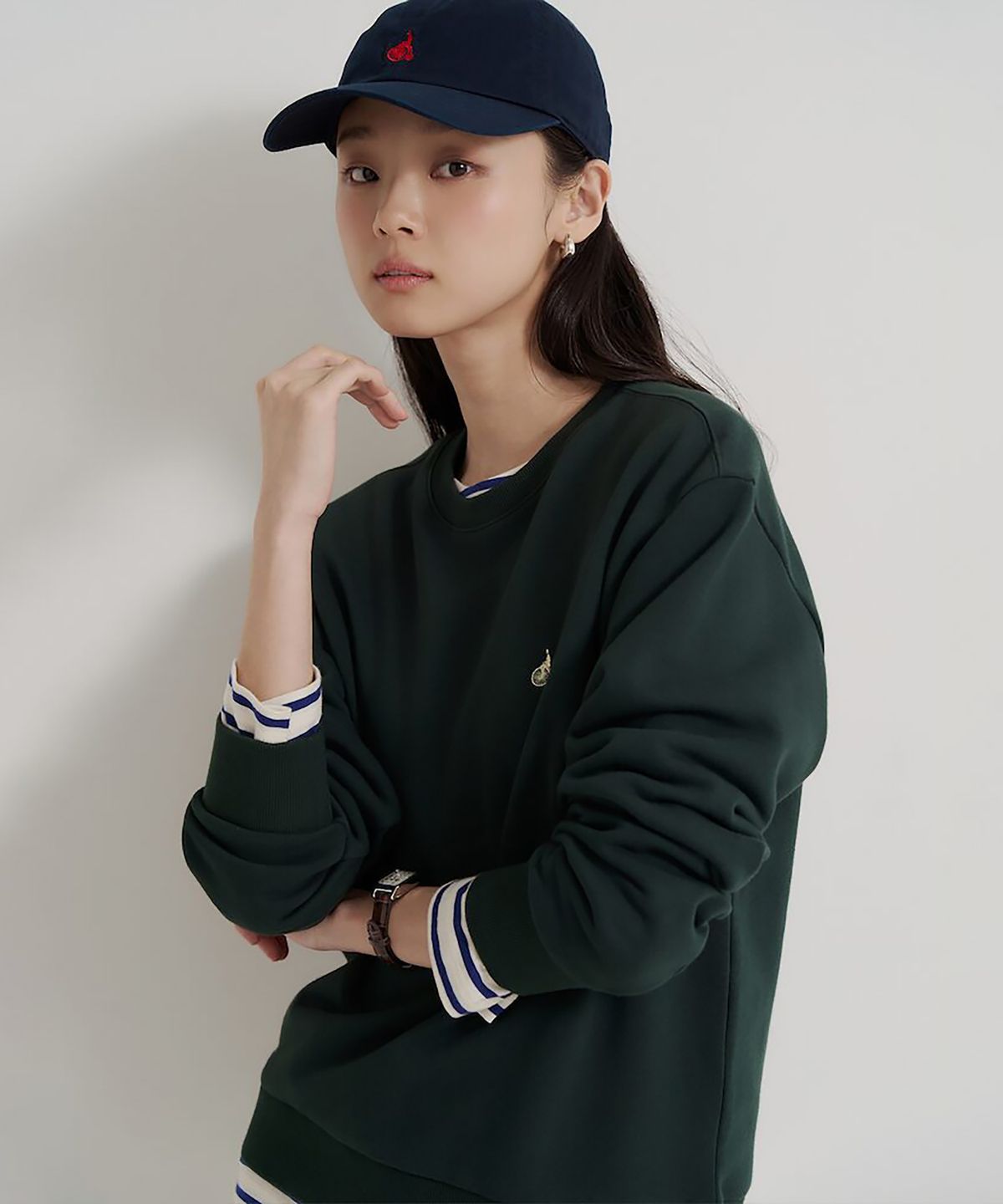 빈폴 멘(BEANPOLE MEN) [Essential] 남녀공용 스웨트 셔츠 - 그린