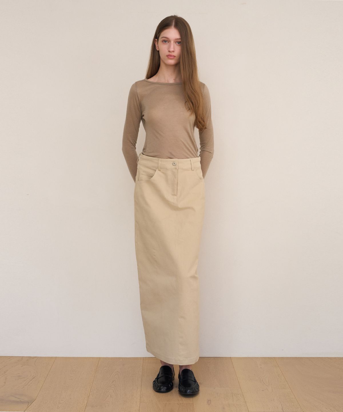 아템포(ATEMPO) SOFT TWILL MAXI SKIRT